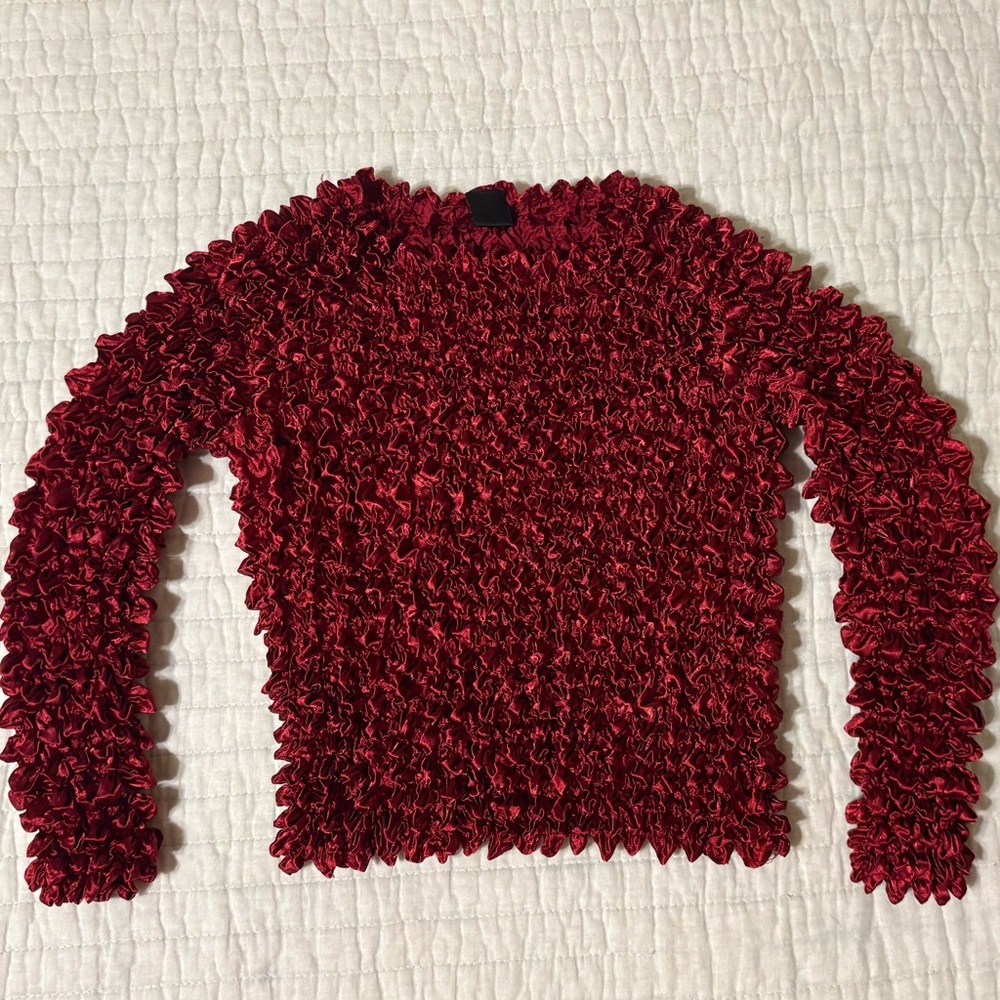 Vintage Red Burgundy Popcorn Shirt 90s Y2K 2000’s